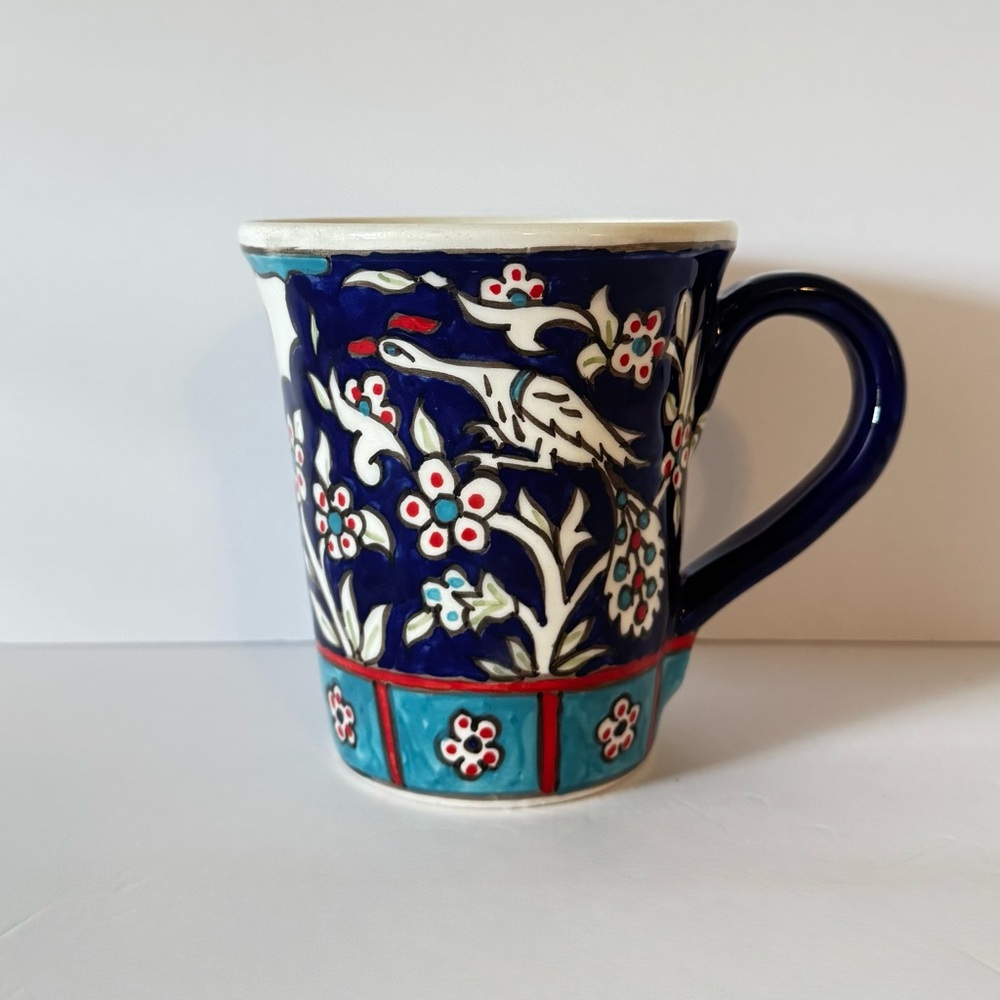 Armenian Jerusalem Pottery Signed by Garo Sandrouni 2013 Hand Painted “Kay” Mug